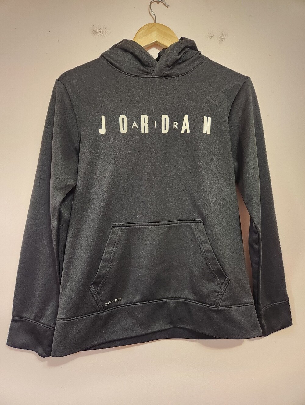 Nike Air Jordan Dri-Fit Pullover Hoodie Black Youth XL Graphic Athletic Y2K